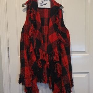 Chelsea & Theodore Red and Black Plaid Vest
